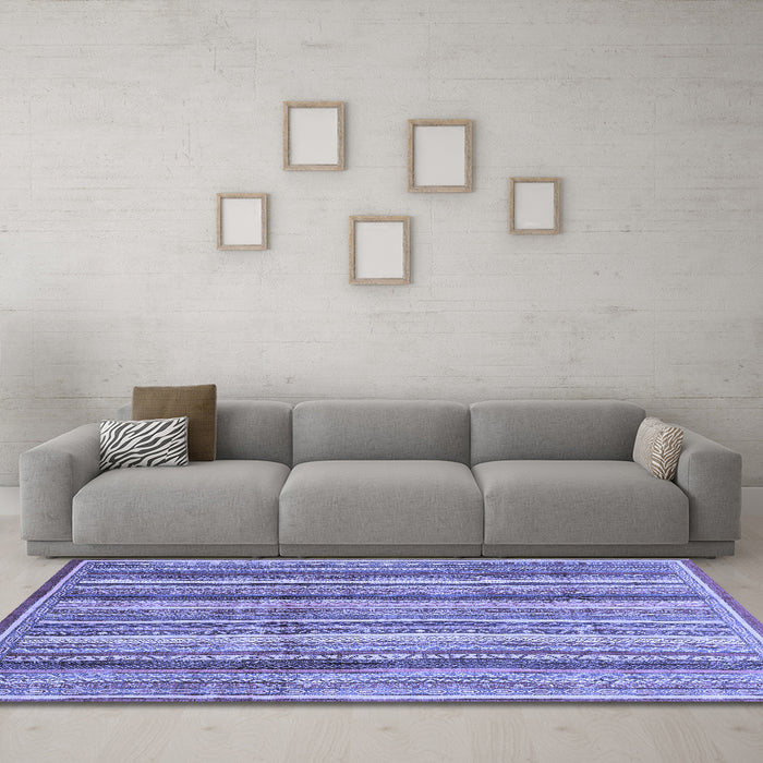 Machine Washable Abstract Blue Modern Rug in a Living Room, wshabs3686blu