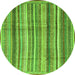 Round Machine Washable Abstract Green Modern Area Rugs, wshabs3686grn