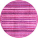 Round Machine Washable Abstract Pink Modern Rug, wshabs3686pnk