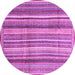 Round Machine Washable Abstract Purple Modern Area Rugs, wshabs3686pur