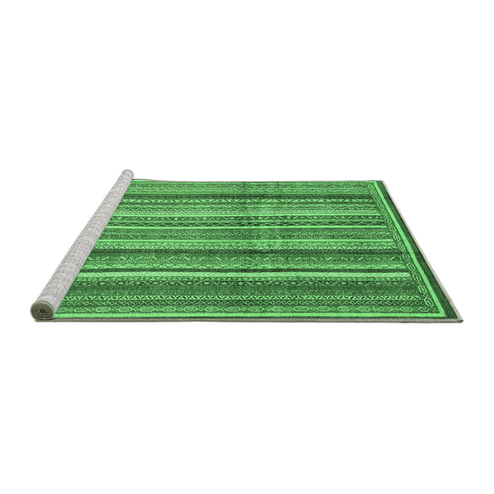 Sideview of Machine Washable Abstract Emerald Green Modern Area Rugs, wshabs3686emgrn