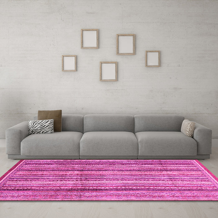 Machine Washable Abstract Pink Modern Rug in a Living Room, wshabs3686pnk