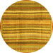 Round Abstract Yellow Modern Rug, abs3686yw