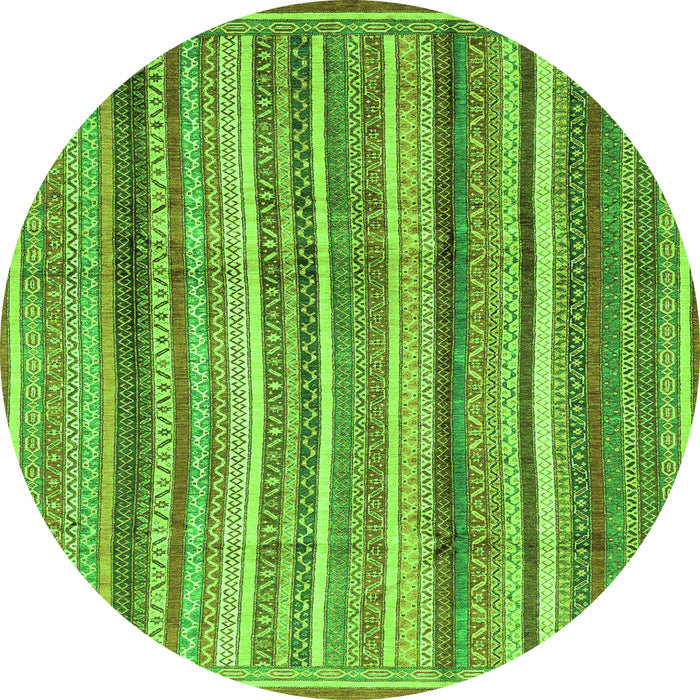Round Abstract Green Modern Rug, abs3686grn