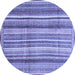 Round Machine Washable Abstract Blue Modern Rug, wshabs3686blu