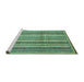 Sideview of Machine Washable Abstract Turquoise Modern Area Rugs, wshabs3686turq