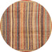 Round Abstract Brown Sand Brown Modern Rug, abs3686