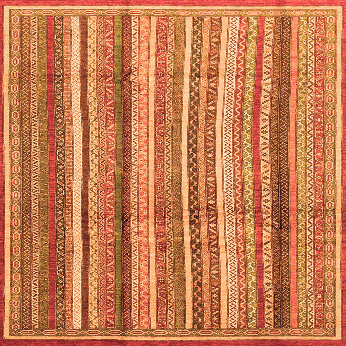 Square Machine Washable Abstract Orange Modern Area Rugs, wshabs3686org