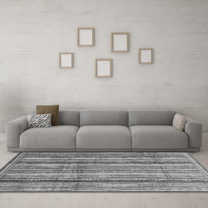 Machine Washable Abstract Gray Modern Rug in a Living Room,, wshabs3686gry