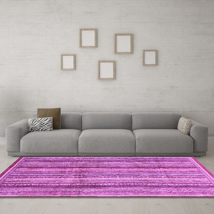 Machine Washable Abstract Purple Modern Area Rugs in a Living Room, wshabs3686pur