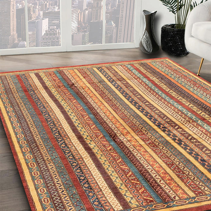 Machine Washable Abstract Brown Sand Brown Rug in a Family Room, wshabs3686