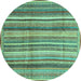 Round Abstract Turquoise Modern Rug, abs3686turq