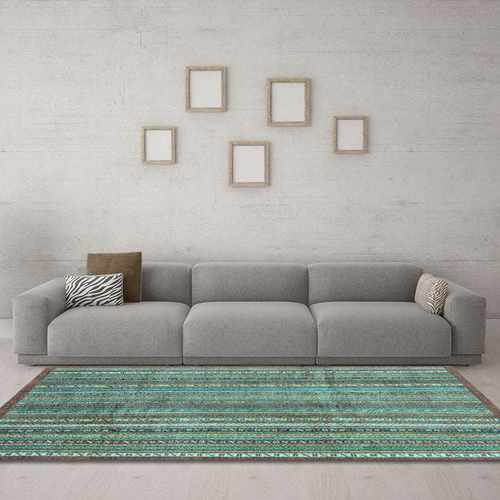 Machine Washable Abstract Light Blue Modern Rug in a Living Room, wshabs3687lblu