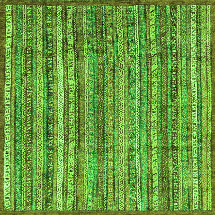 Square Machine Washable Abstract Green Modern Area Rugs, wshabs3687grn