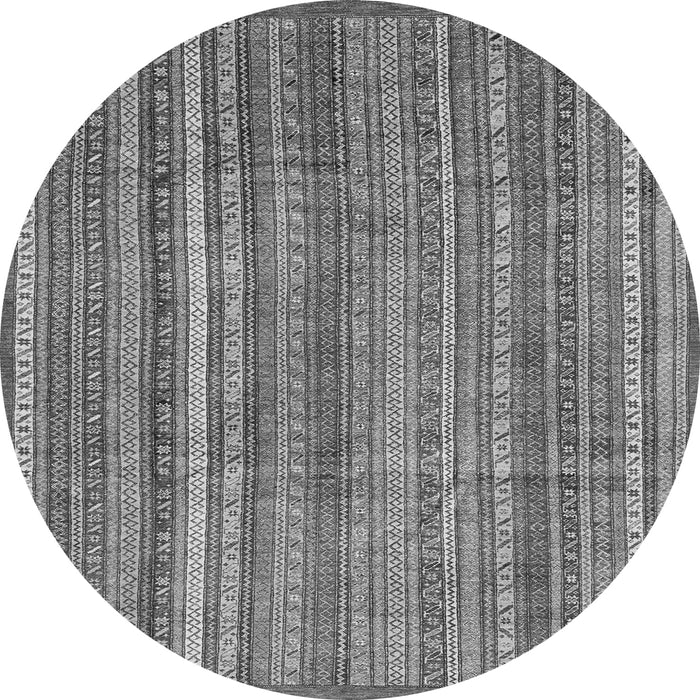 Round Machine Washable Abstract Gray Modern Rug, wshabs3687gry