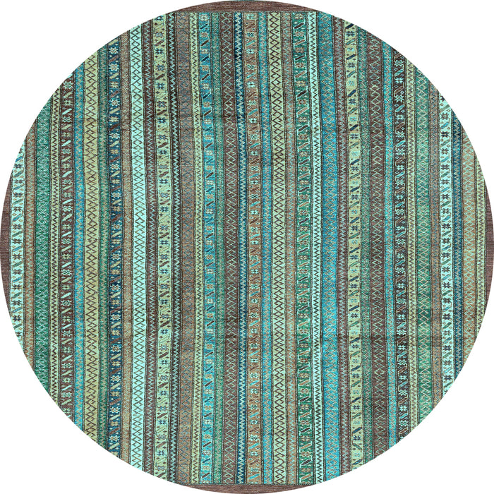 Round Machine Washable Abstract Light Blue Modern Rug, wshabs3687lblu
