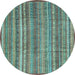 Round Machine Washable Abstract Light Blue Modern Rug, wshabs3687lblu