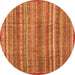 Round Abstract Orange Modern Rug, abs3687org