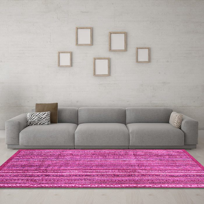 Machine Washable Abstract Pink Modern Rug in a Living Room, wshabs3687pnk