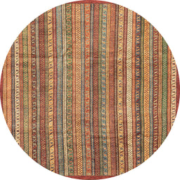 Round Abstract Brown Modern Rug, abs3687
