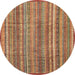 Round Abstract Brown Modern Rug, abs3687