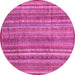 Round Machine Washable Abstract Pink Modern Rug, wshabs3687pnk