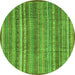 Round Machine Washable Abstract Green Modern Area Rugs, wshabs3687grn