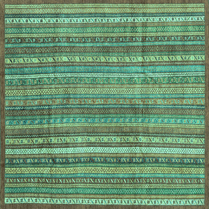 Square Machine Washable Abstract Turquoise Modern Area Rugs, wshabs3687turq