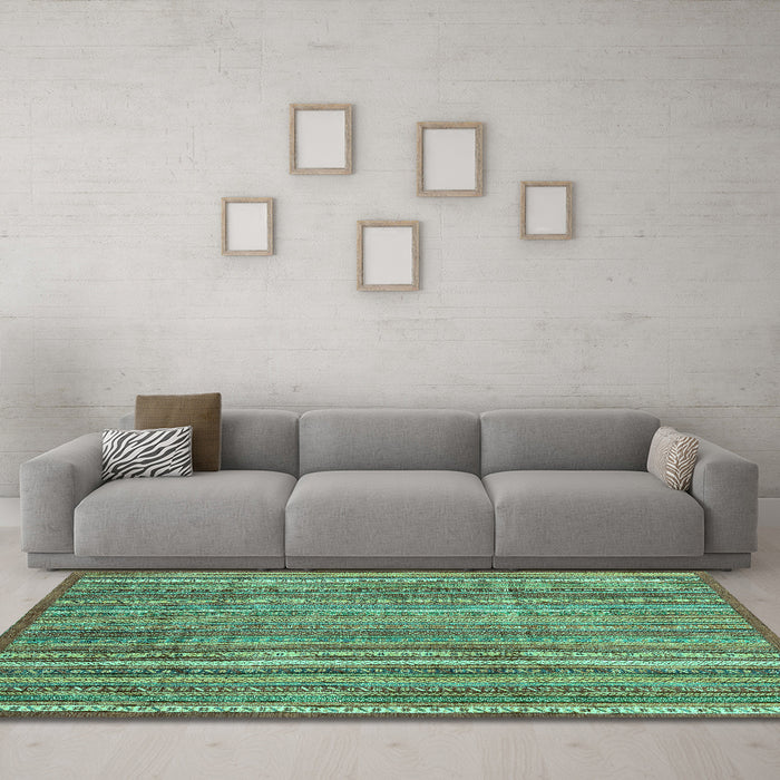 Machine Washable Abstract Turquoise Modern Area Rugs in a Living Room,, wshabs3687turq