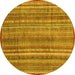 Round Abstract Yellow Modern Rug, abs3687yw