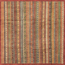 Square Machine Washable Abstract Peru Brown Rug, wshabs3687