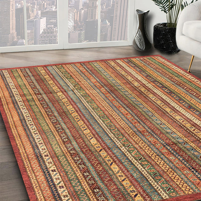 Machine Washable Abstract Peru Brown Rug in a Family Room, wshabs3687