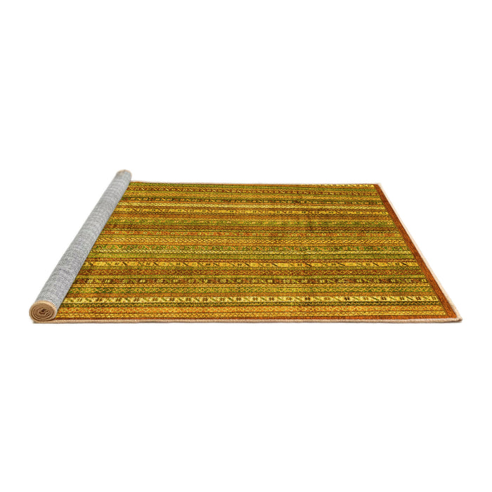Sideview of Machine Washable Abstract Yellow Modern Rug, wshabs3687yw