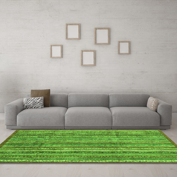 Machine Washable Abstract Green Modern Area Rugs in a Living Room,, wshabs3687grn