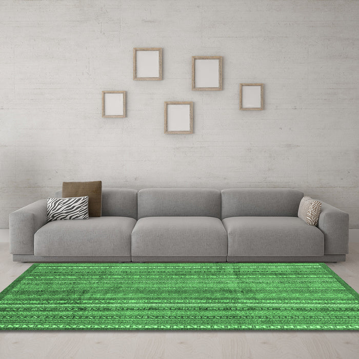 Machine Washable Abstract Emerald Green Modern Area Rugs in a Living Room,, wshabs3687emgrn