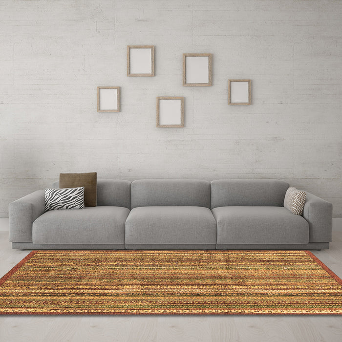 Machine Washable Abstract Brown Modern Rug in a Living Room,, wshabs3687brn