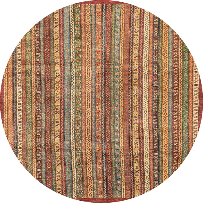 Round Machine Washable Abstract Peru Brown Rug, wshabs3687