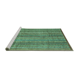 Sideview of Machine Washable Abstract Turquoise Modern Area Rugs, wshabs3687turq