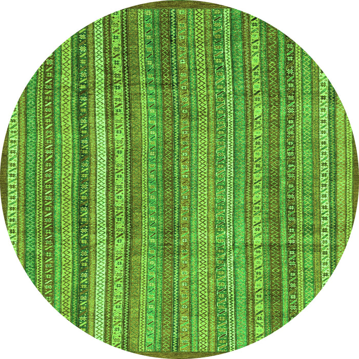 Round Abstract Green Modern Rug, abs3687grn