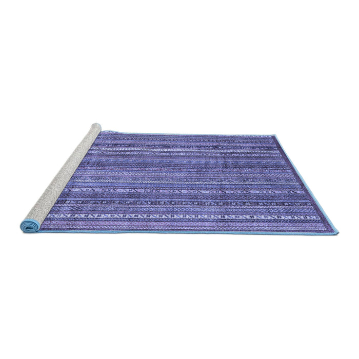 Sideview of Machine Washable Abstract Blue Modern Rug, wshabs3687blu