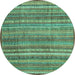 Round Abstract Turquoise Modern Rug, abs3687turq