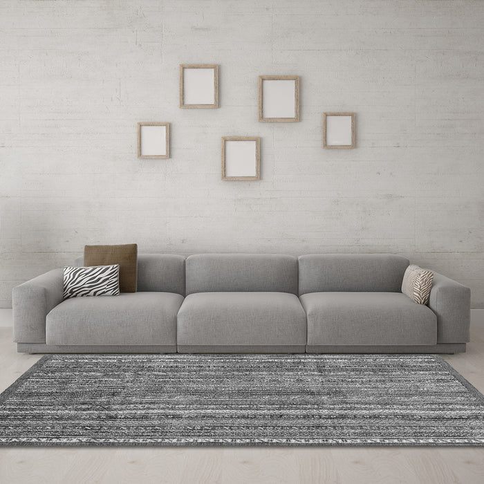 Machine Washable Abstract Gray Modern Rug in a Living Room,, wshabs3687gry