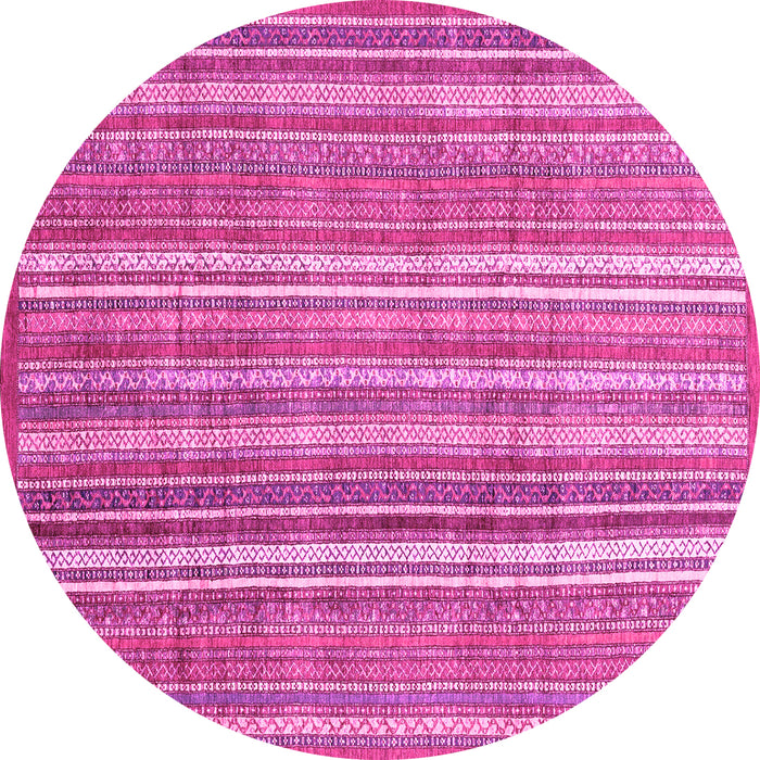 Round Machine Washable Abstract Pink Modern Rug, wshabs3688pnk