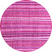 Round Machine Washable Abstract Pink Modern Rug, wshabs3688pnk