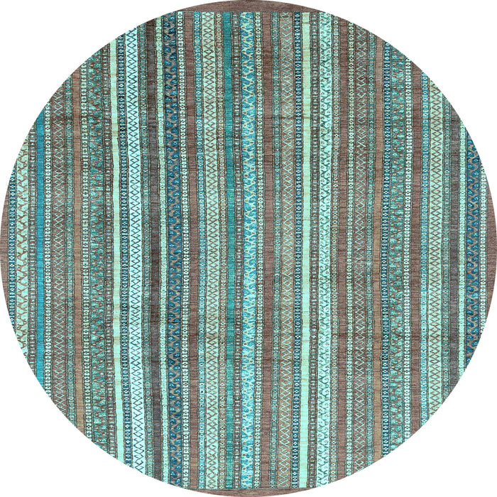 Round Machine Washable Abstract Light Blue Modern Rug, wshabs3688lblu