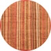 Round Machine Washable Abstract Orange Modern Area Rugs, wshabs3688org