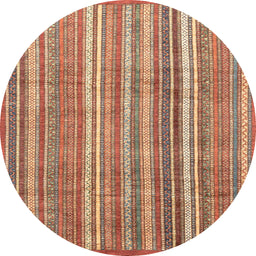 Round Machine Washable Abstract Red Rug, wshabs3688
