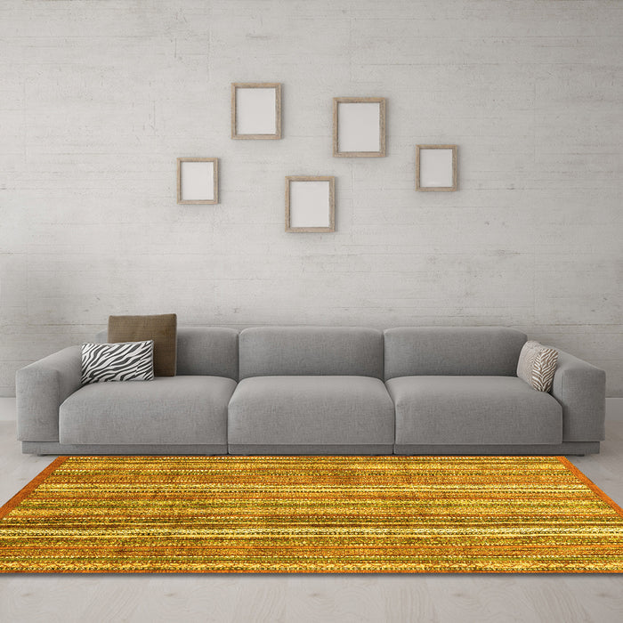 Machine Washable Abstract Yellow Modern Rug in a Living Room, wshabs3688yw