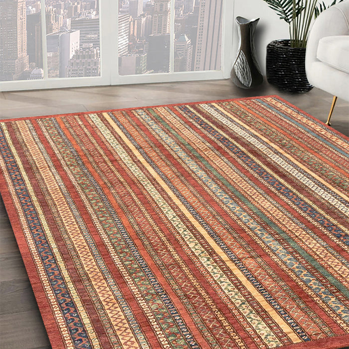 Machine Washable Abstract Red Rug in a Family Room, wshabs3688
