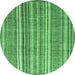 Round Abstract Emerald Green Modern Rug, abs3688emgrn